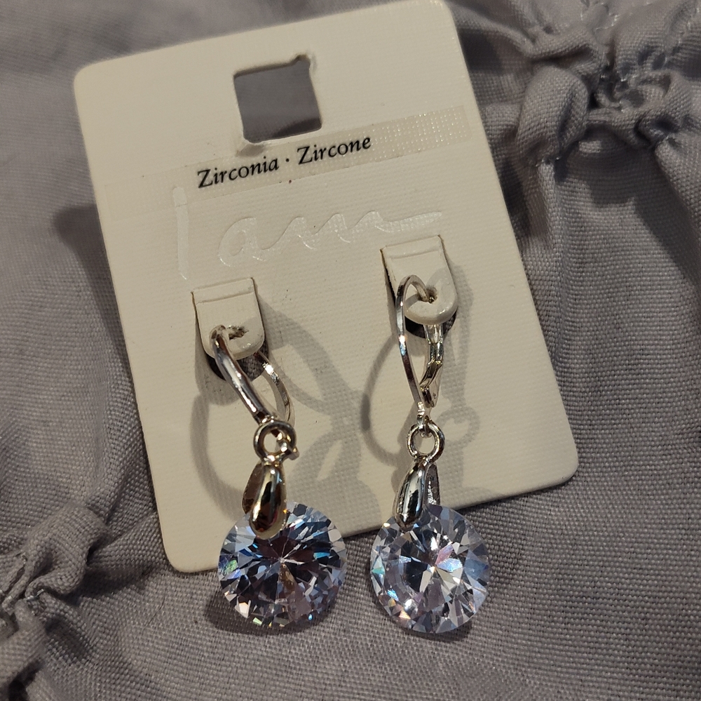 NWT! I AM Sterling Silver Cubic Zirconia Earrings